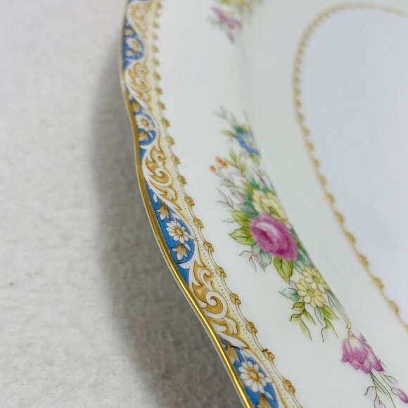 Sango Japan Serving Platter Oval Tray 14” Plate Centerpiece Gold Scallop Flower - Picture 7 of 10